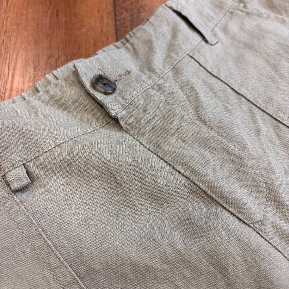 Happily Grey Womens Medium Taupe Linen Blend Utility Pants Comfort Waist Trouser - Picture 9 of 9